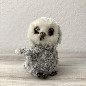 Small Gray and White Plush Ty Beanie Boo Owl Owlette